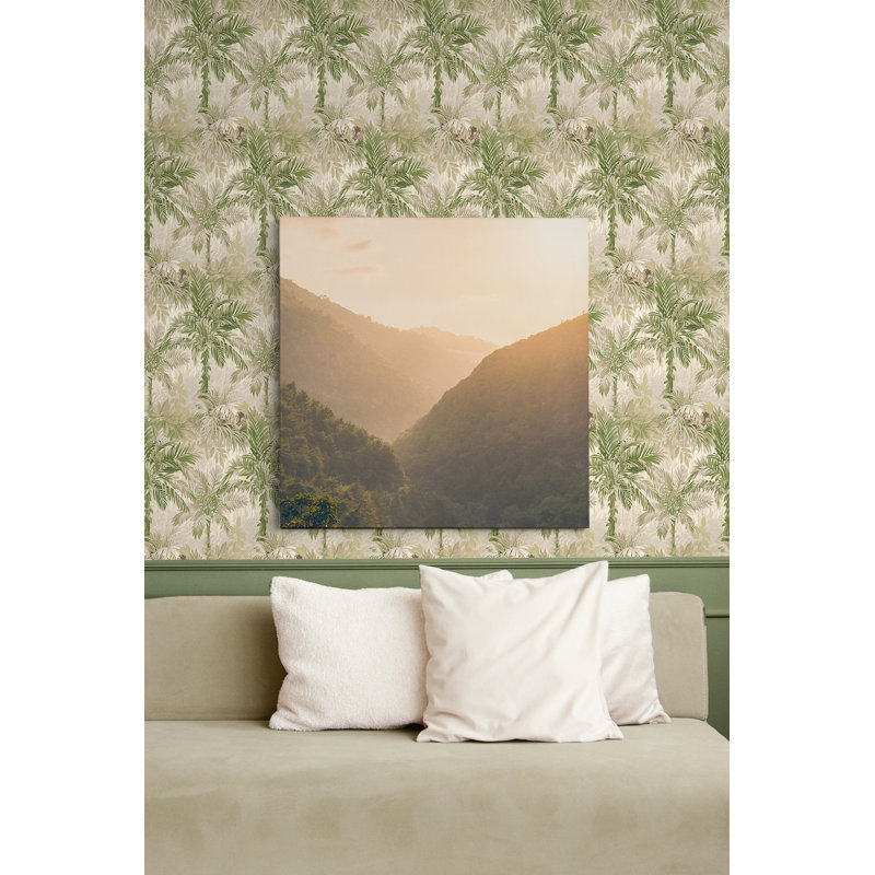 Tommy Bahama Cat Island Palm 18' L x 20.5" W Peel and Stick Wallpaper Roll, Green