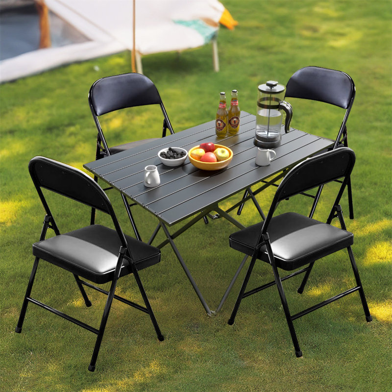 Chaises pliantes en cuir synthétique Crossland, Noir