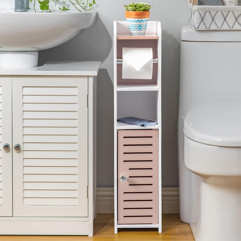 Rangement pour salle de bain Edon, Blanc / rose rosé
