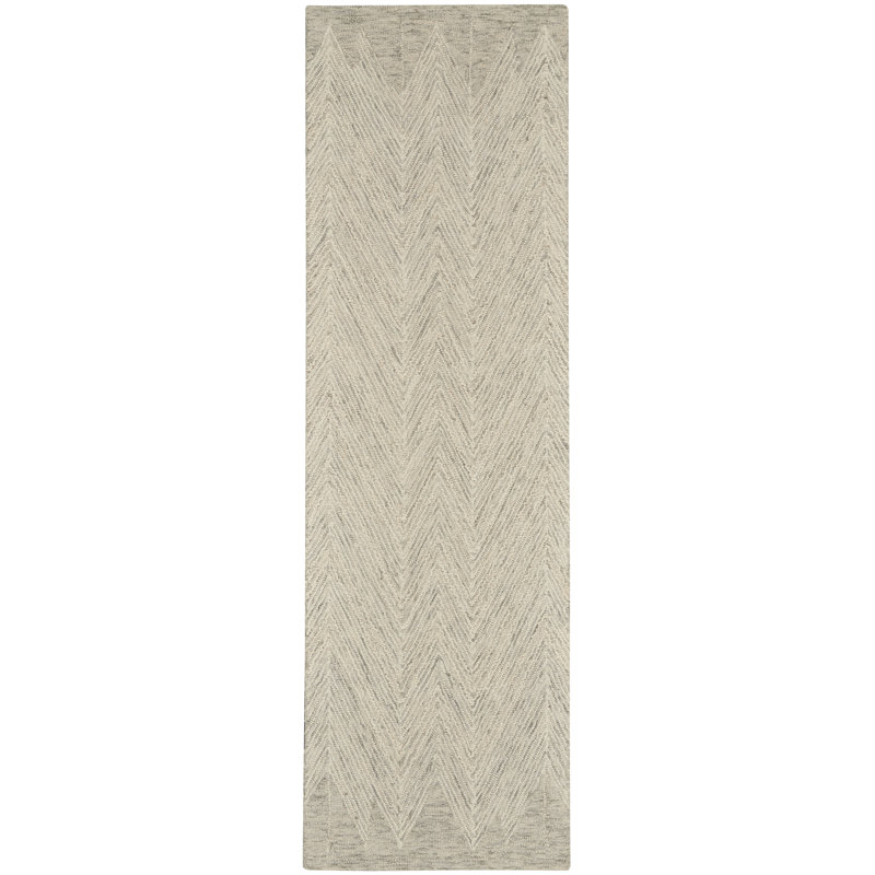 Tapis ivoire fait à la main Jodie, Tapis de couloir 2 pi 3 po x 7 pi 6 po