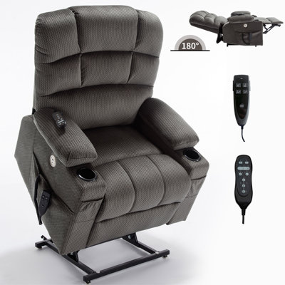 Fauteuil inclinable en chenille à deux moteurs avec position infinie jusqu'à 350 lb, mécanisme de mouvement robuste avec massage par vibration à 8 points et chauffage lombaire, deux porte-gobelets