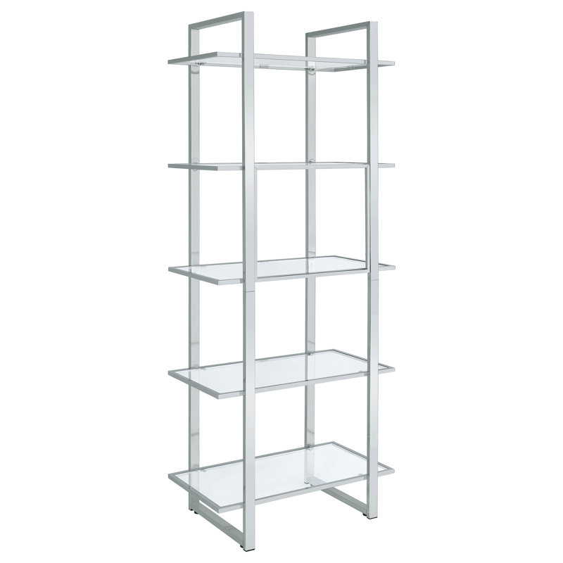 Étagère à livres en acier inoxydable Philomene H 79 po x l 31,5 po, Chrome