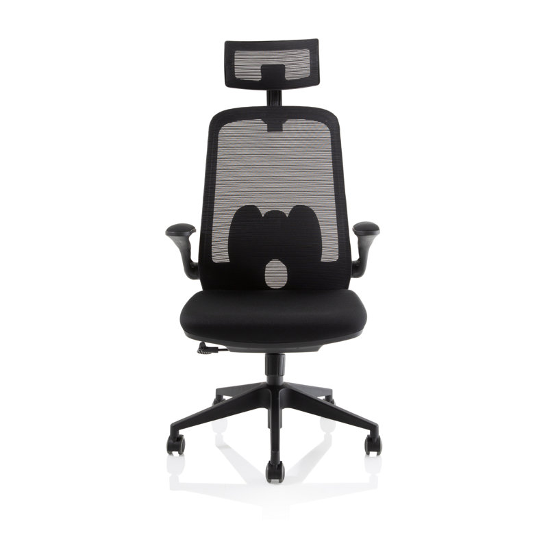 Inbox Zero Fabric Office Chair with Headrest, Black