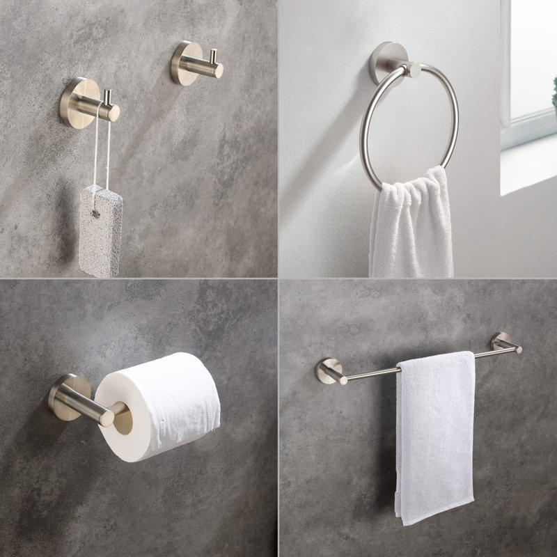 Ensemble de quincaillerie de salle de bain 5 pièces, Nickel brossé