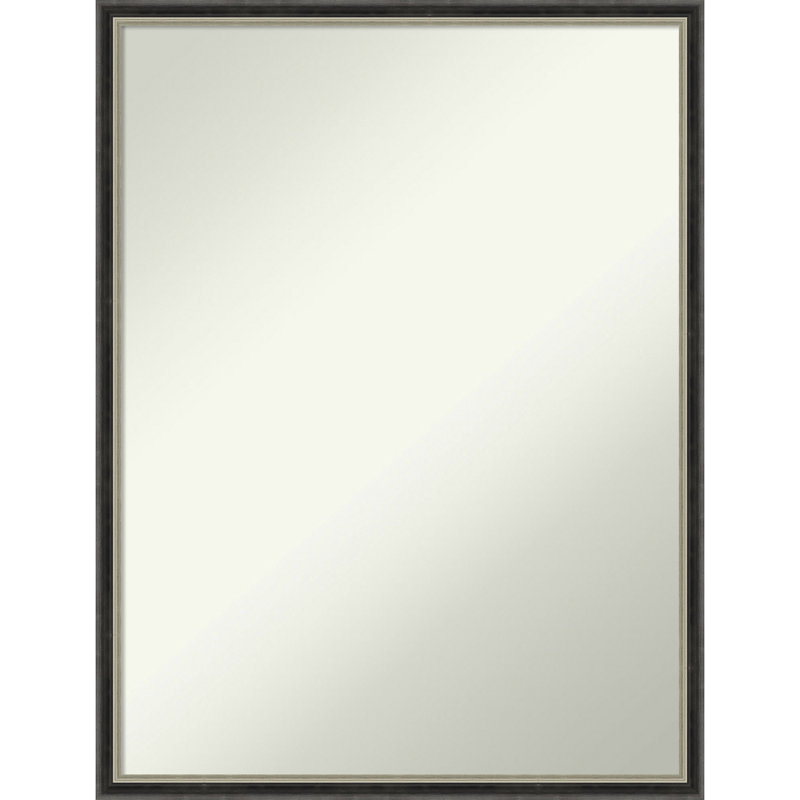 Earsie Solid Wood Rectangle Wall Mirror, Black, 26.75" x 20.75"