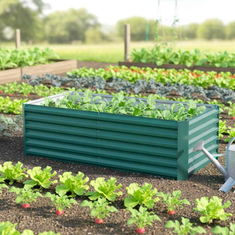 Lit de jardin surélevé galvanisé, boîte à fleurs 6 pi x 3 pi x 2 pi, vert
