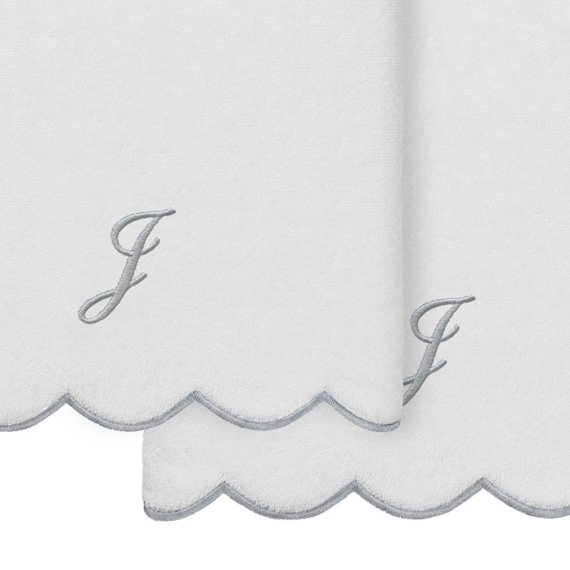  Ensemble de serviettes de bain personnalisables 100% coton turque ADORNIA 2PC, J, Serviette de bain - paquet de 2