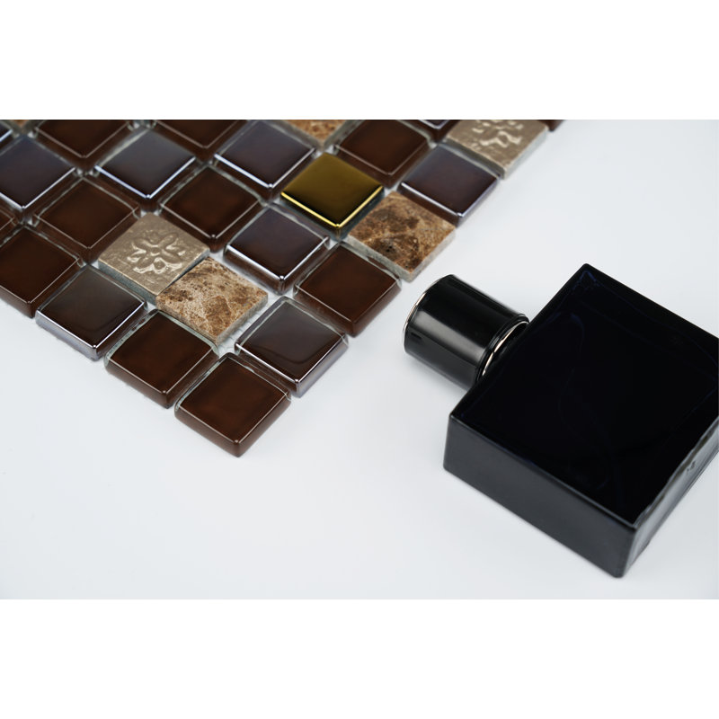 Carreau de mosaïque pour mur et plancher en verre / pierre 1 po x 1 po Diamond, Brun / gris