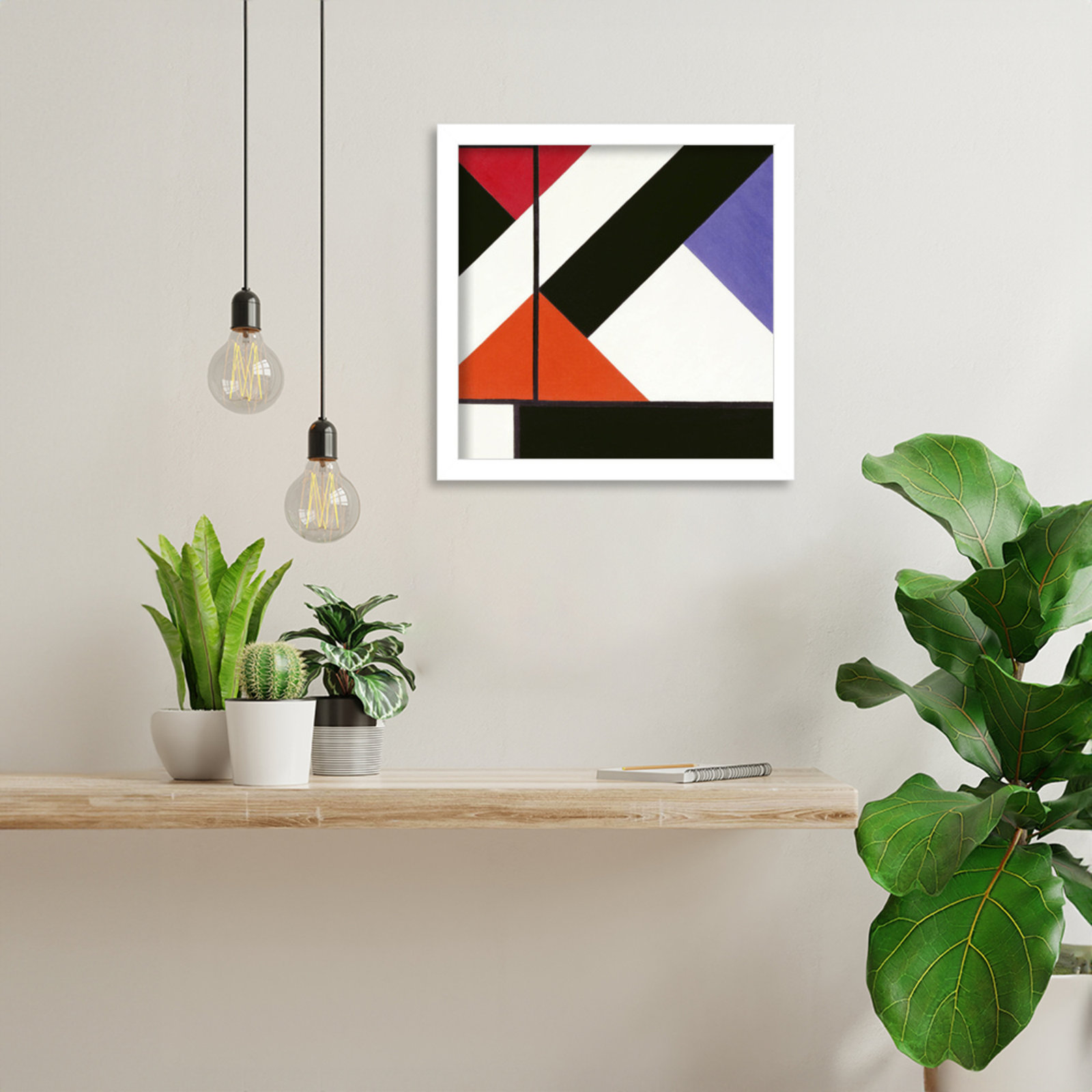 Simultaneous Counter Composition by Theo Van Doesburg, 13" H x 13" W, White Framed
