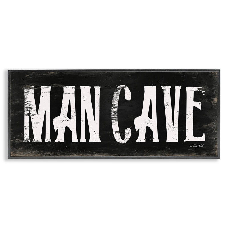 «Man Cave», estampe numérique en noir et blanc par Cindy Jacobs, Giclée encadrée noir minuit, H 10 po x l 24 po