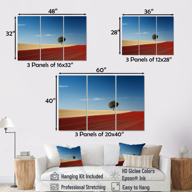 «Sunset Road Landscape», ensemble d'art mural sur toile, H 32 po x l 48 po x P 1 po