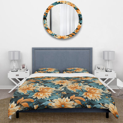 Ensemble de housse de couette Modern Fusion Yewllo and Blue Floral