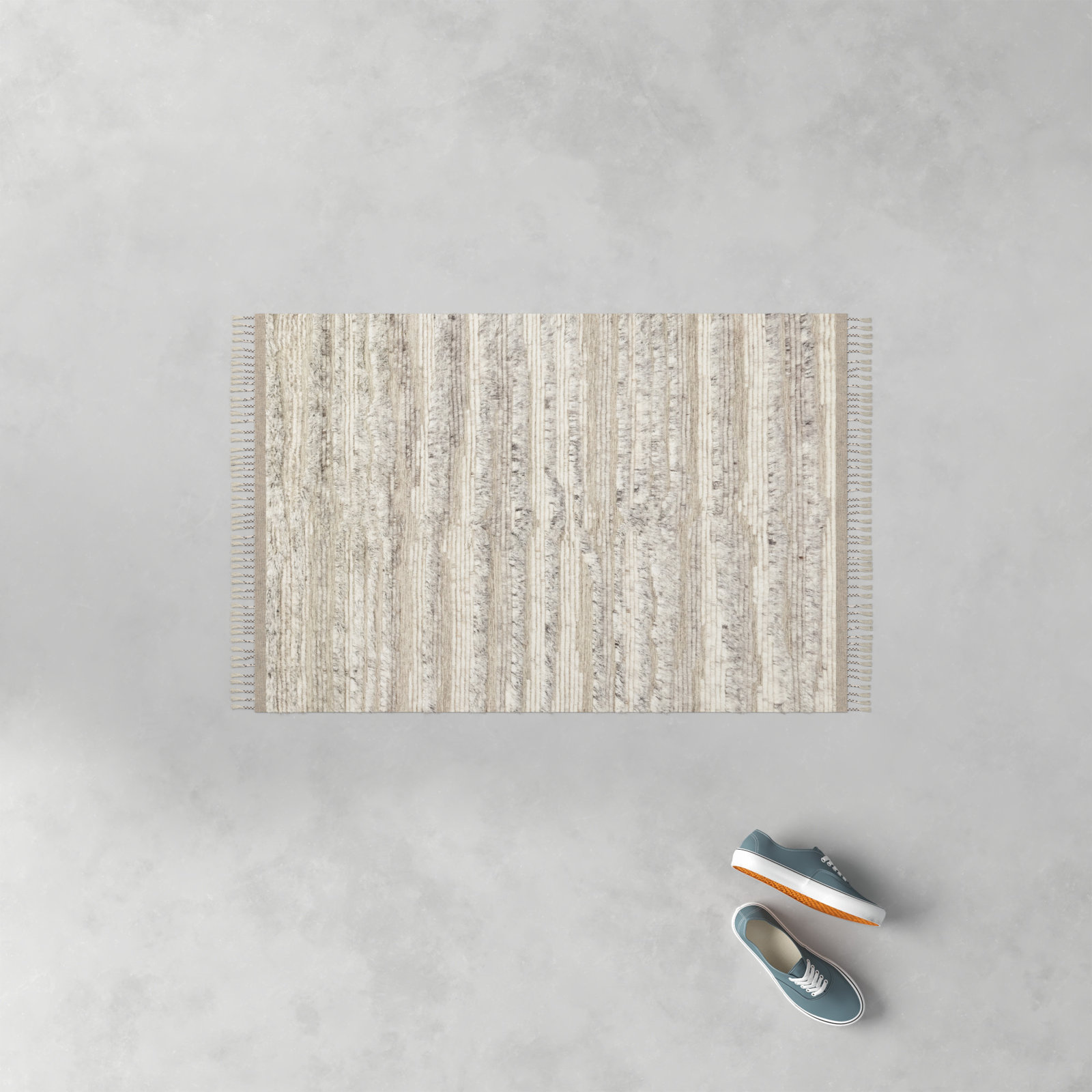 Benjamin Natural Ivory Hand-Knotted Wool Rug, Rectangle 2' x 3'