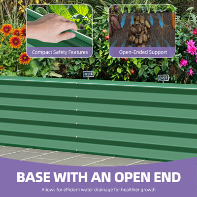 Seiter 6X3x1.5ft  Metal Outdoor Raised Garden Bed with gloves,Green