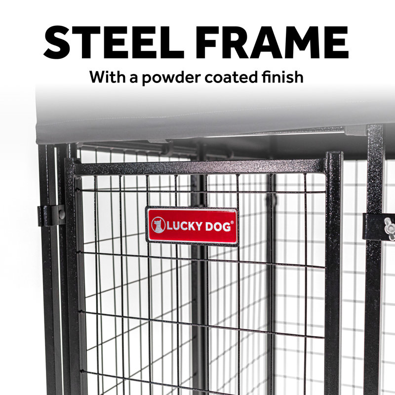 Black Powder Coat Steel Frame Outdoor Dog Kennel with Waterproof Canopy