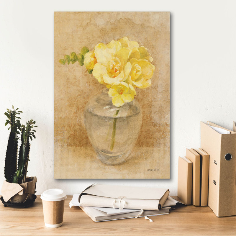 Red Barrel Studio 'Freesia Blossom In Glass' by Danhui Nai Canvas Wall Art, 26" H x 18" W