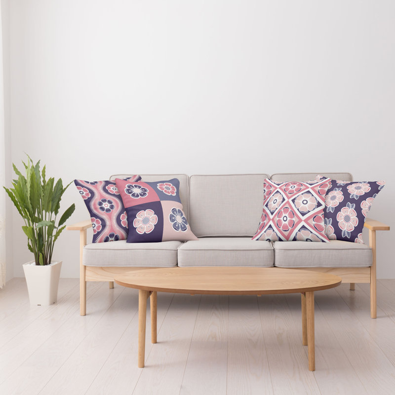 Housse de coussin Abstract, 16 po x 16 po, Quartz rose pâle et beige