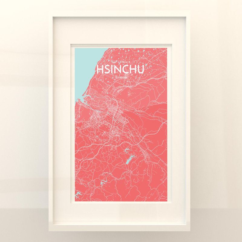 Hsinchu City Map In Maritime - No Frame Print, 17cm H x 11cm W x 0.05cm D