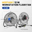 Ventilateur de plancher 12 po, ventilateur industriel de 1200 pi³ / min, 3 vitesses, frappe de tête à 110 °, grille de sécurité en acier durable, 1/12 hp, pour fabrication, construction, entreposage