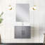 Meuble-lavabo pour salle de bain gris foncé 24 po L 22 po x P, comptoir, robinet et miroir en quartz blanc