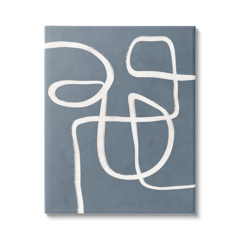 «Round White Squiggles», conception abstraite contemporaine par Nina Blue - peinture sur toile tendue, Toile tendue