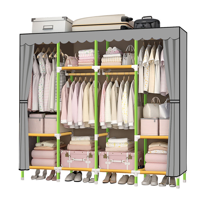 Canace 65'' Fabric Portable Wardrobe, Gray