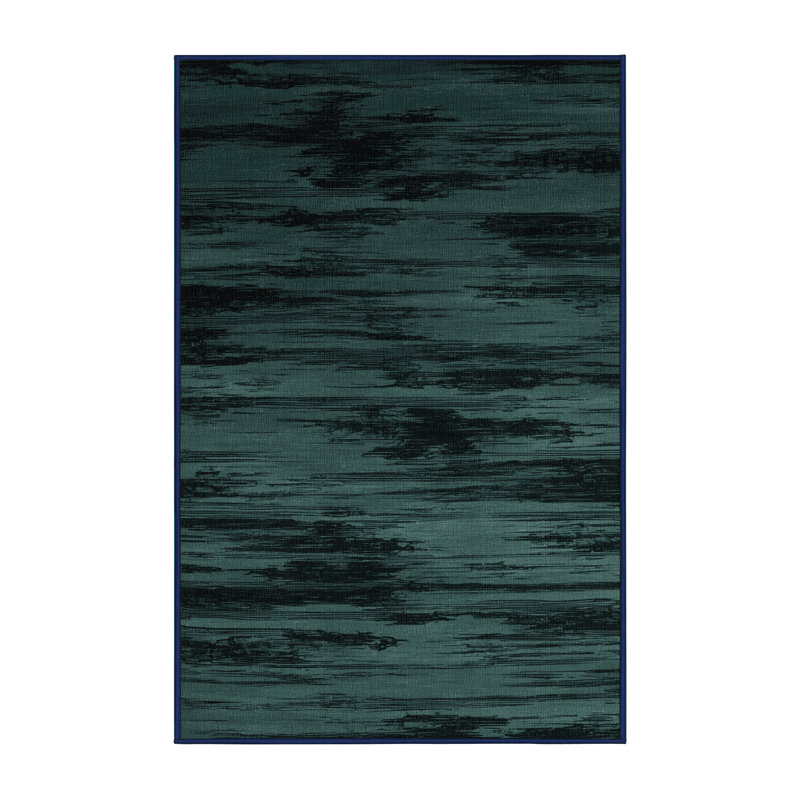 Tapis bleu abstrait lavable à la machine, Rectangle 2 pi x 3 pi