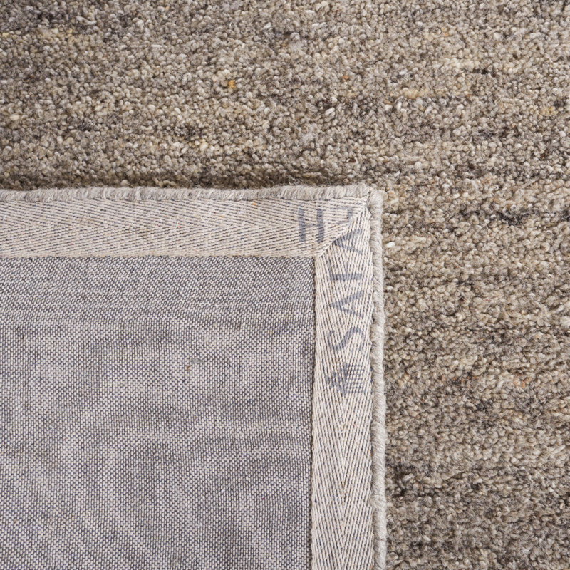 Tapis gris clair en laine / coton et autres fibres touffeté à la main Himalaya, Rectangle 5 pi x 8 pi