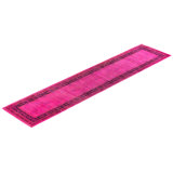 Overdyed Hand-Knotted Wool Modern-Contemporary Pink Runner 2' 7" x 11' 10"