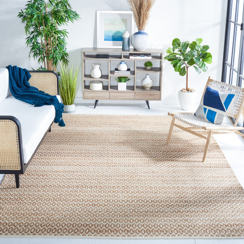 Cinderford Natural Fiber Handwoven Hemp Geometric Rug, Rectangle 4' x 6'