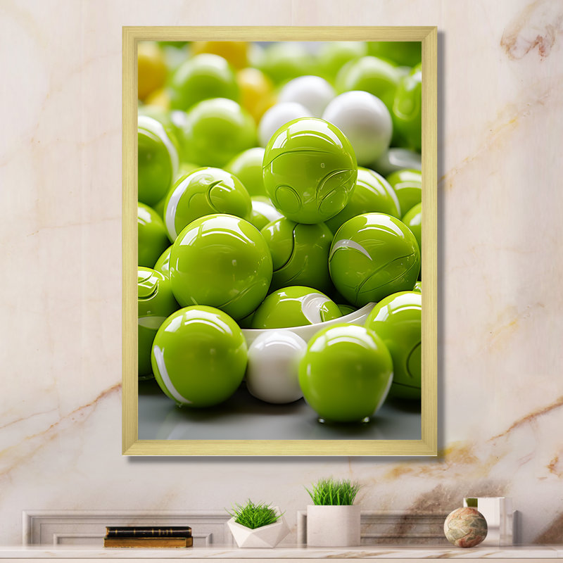 Fractale vert pomme II, Cadre doré simple, H 32 po x l 16 po x P 1 po