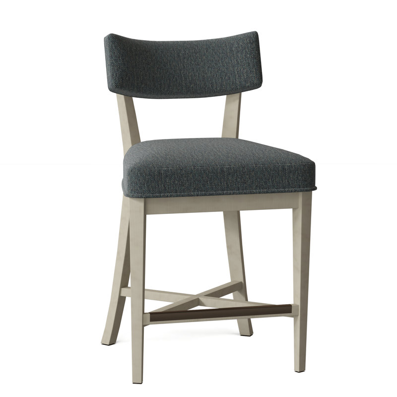 Juliet Upholstered Stool with Solid Wood Frame, Linen (3152 72), Walnut, Counter Stool (25.5" Seat Height)