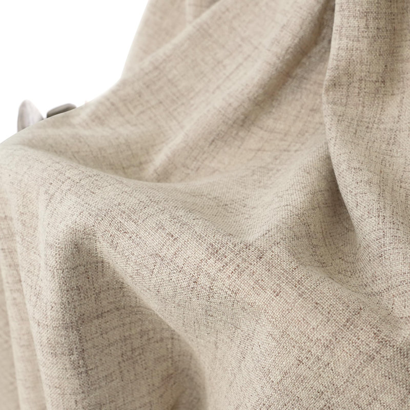 Janie Rod Pocket Semi-Sheer Curtain Panel Pair, 52" W x 96" L, Light Khaki Linen
