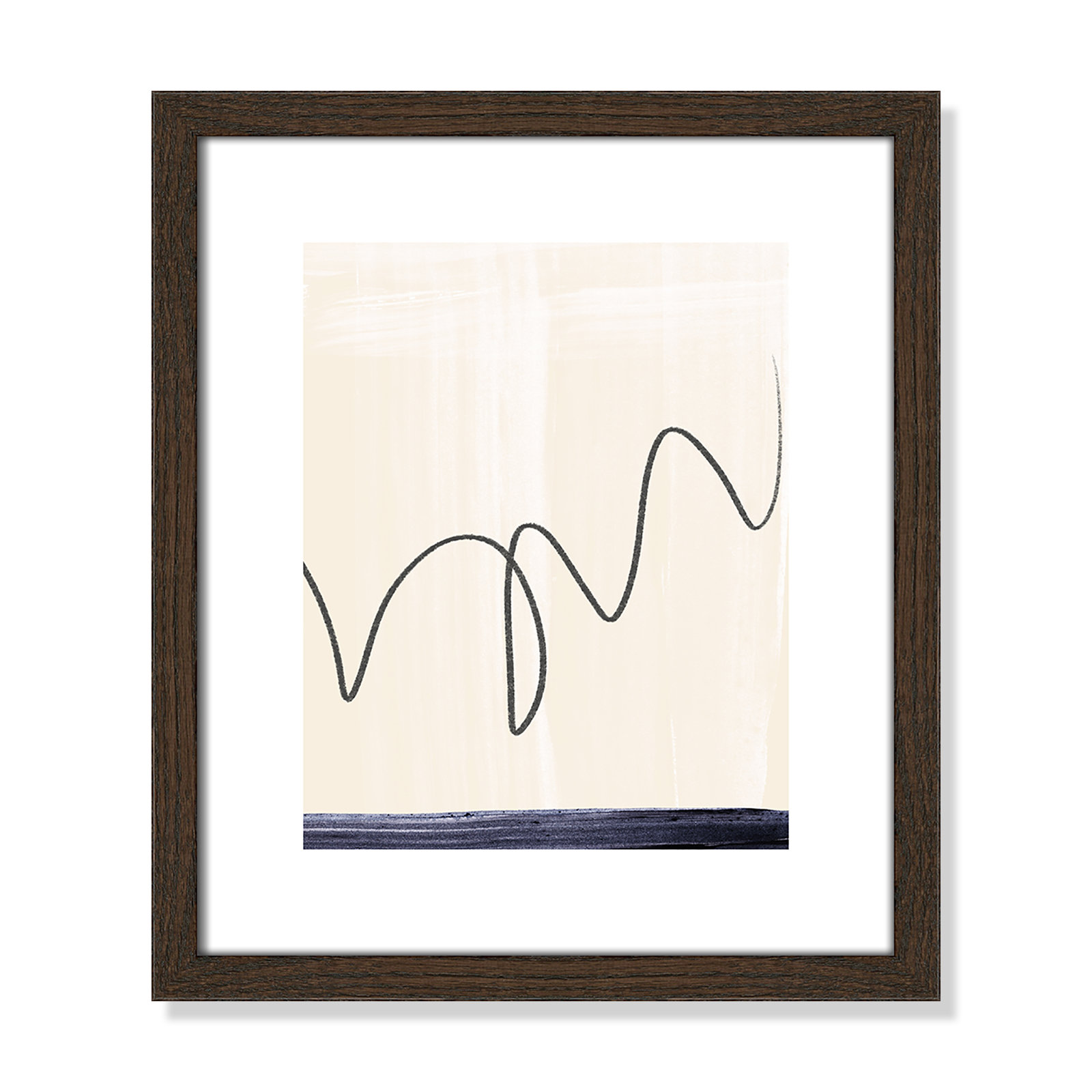 Tigerlily "Departured II" Painting, 15" H x 13" W x 0.75" D, Brown Framed Paper
