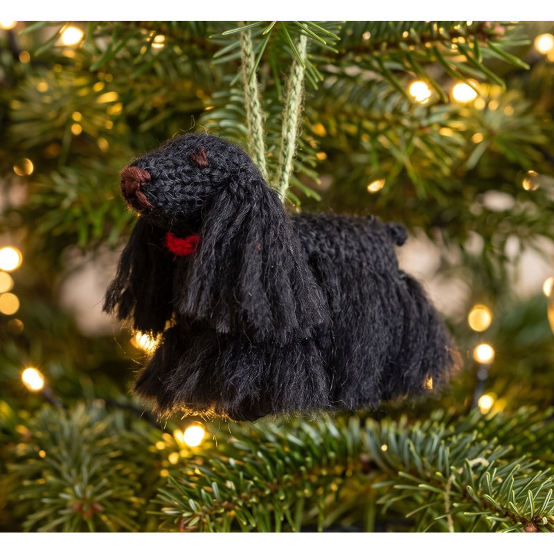 Ornement de Noël tricoté à la main chien cocker noir