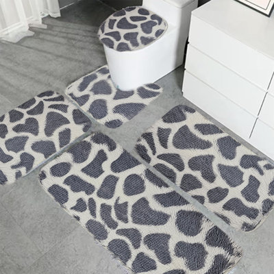 Ensemble de tapis de salle de bain 5 pièces, ensemble de bain à séchage rapide super absorbant avec tapis de toilette en forme de U et housse de siège de toilette, tapis de bain antidérapants lavables pour salle de bain, baignoire, douche