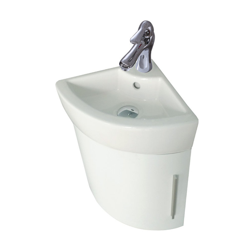 Support de meuble-lavabo mural d'angle avec drain et trop-plein Eutropia, blanc