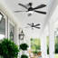 Ventilateur de plafond moderne de 52 pouces avec 3 moteurs à courant continu réversible à télécommande et 5 pales en ABS à intensité variable-472686043