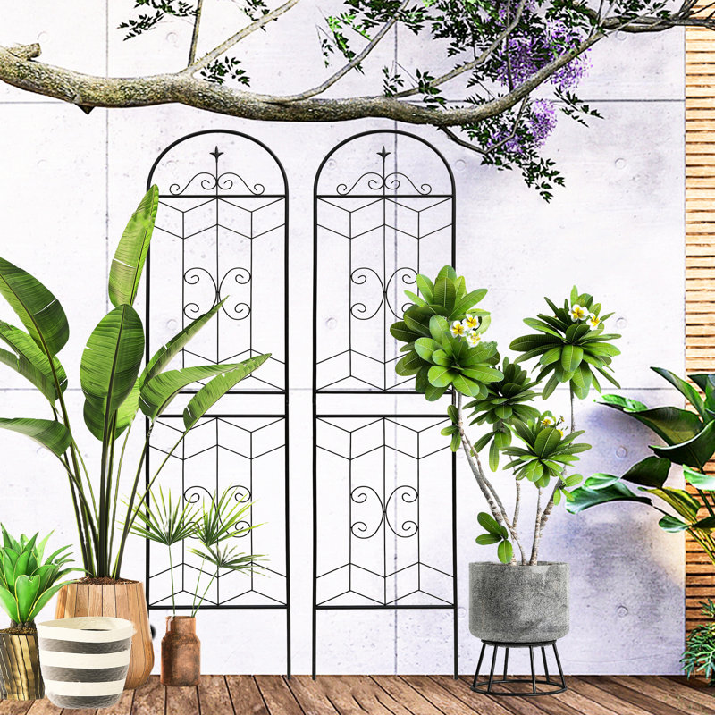Ensemble de treillis de jardin en métal antirouille de 86,7 po x 19,7 po pour, pour l'extérieur, soulevant des fleurs, noir, facile à assembler, treillis de cadre 4, 19,7 po, plantes de raisin traînantes, florissant, assemblage simple, solide