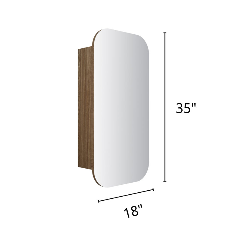 Armoire de rangement de salle de bain H 35 "avec miroir | Armoire à pharmacie pré-assemblée de couleur chêne, Chêne brun
