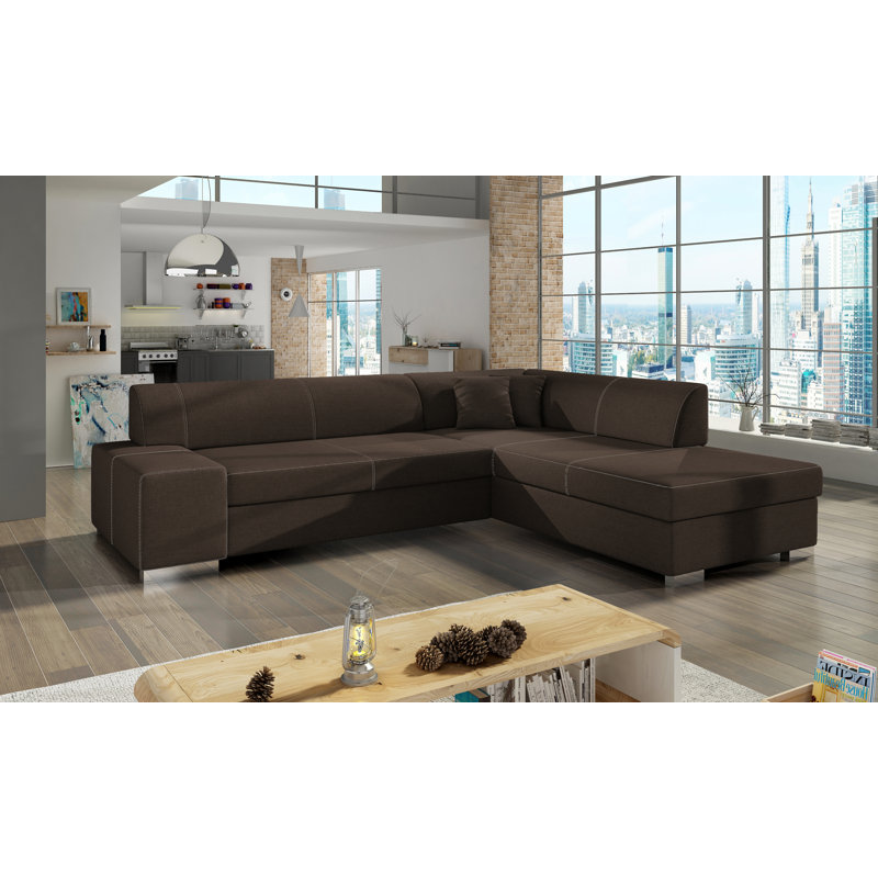 Cienna 4 Seater Sofa Bed, Brown, Right Hand Facing