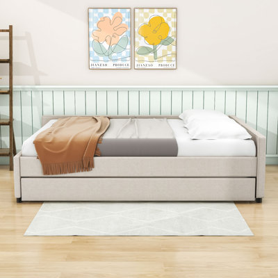 Upholstered Platform Daybed with Trundle and USB