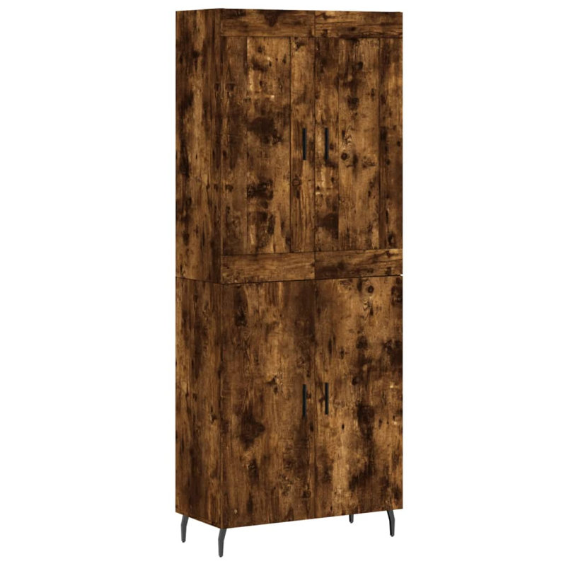 Mithushan Highboard 69.5x34x180 cm Engineered Wood, Smoked Oak