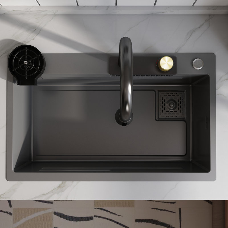 MEJE Single Bowl Kitchen Sink, Warm Grey