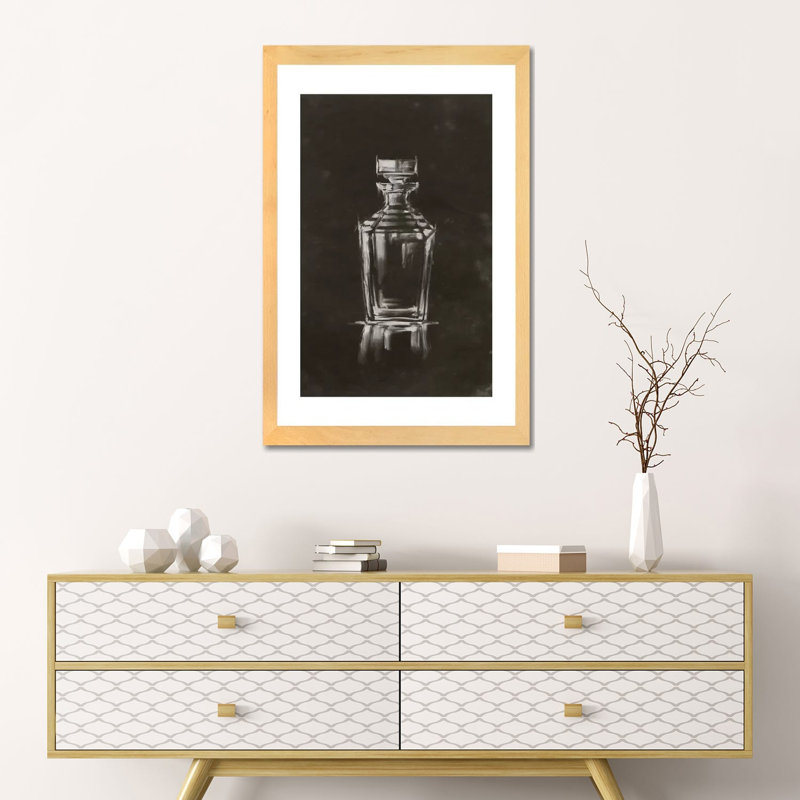 "Crystal Bar IV" par Ethan Harper, reproduction d’art, H 24 po x l 16 po x P 1 po, Papier encadré de bois naturel, Blanc