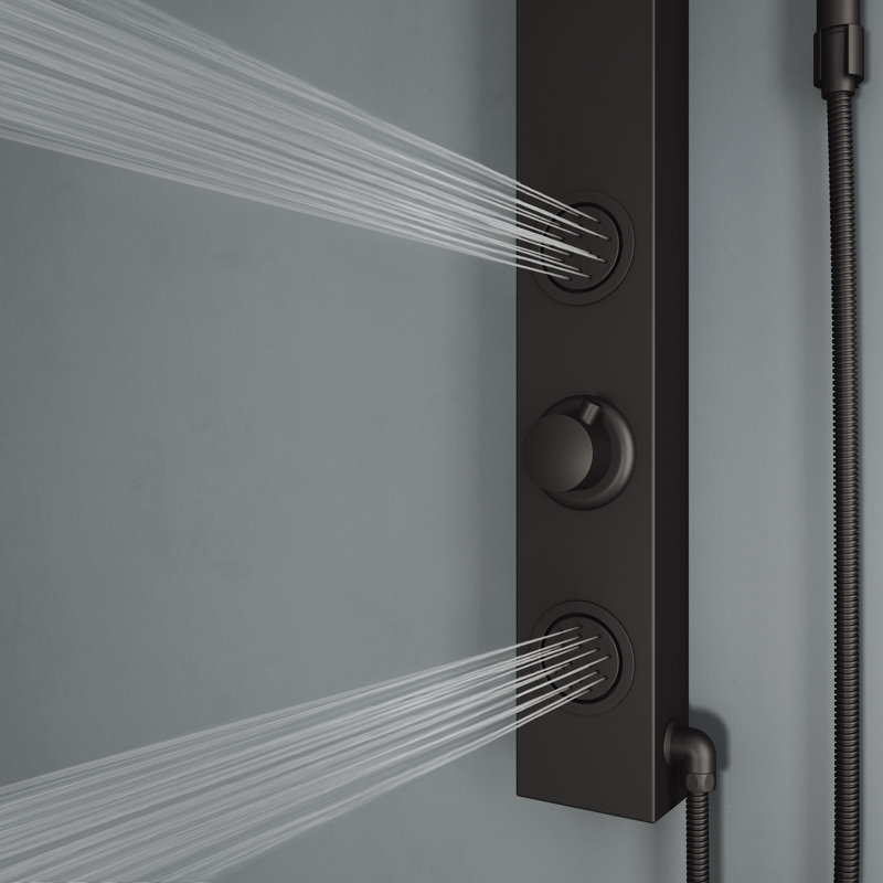 Gardenia 39" H X 4" W 2-Jet Shower System with Hand Wand - Requires existing shower head connection, Matte Black