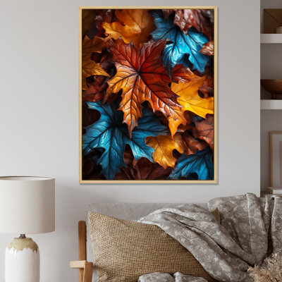 Orange et jaune feuilles d'automne - feuilles, art mural