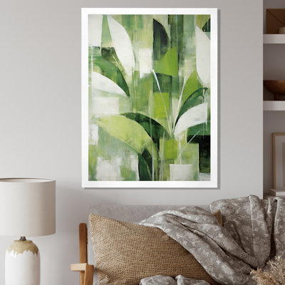 Abstract Green Plants Minimalism Retro Collage - Plants Canvas Art