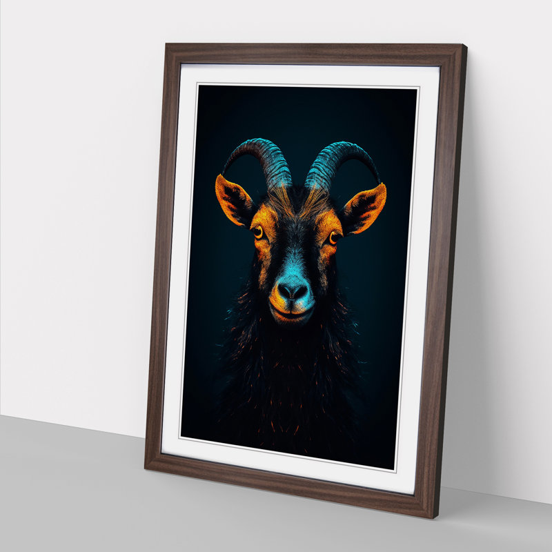Goat Minimalism Art - Framed Print