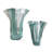  Mia Handblown Ruffled Glass Vase Set--Striped Artistry with Ruffled Rims-2130180513-2130180514